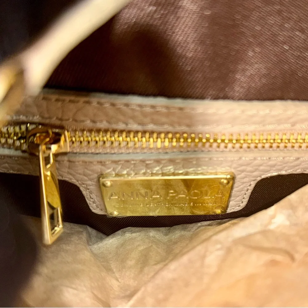 🆕Viral ANNA🇫🇷PAOLA Italian Lether/Suede Beige Satchel Cross bag